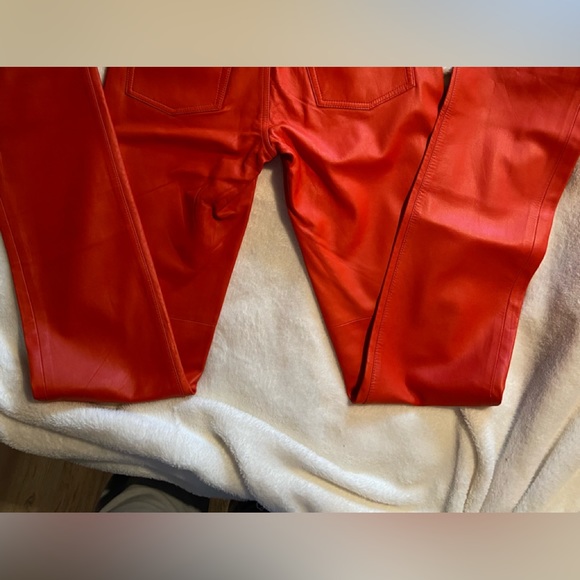 NWT Ralph Lauren Bright Orange Leather Pants - Picture 7 of 12